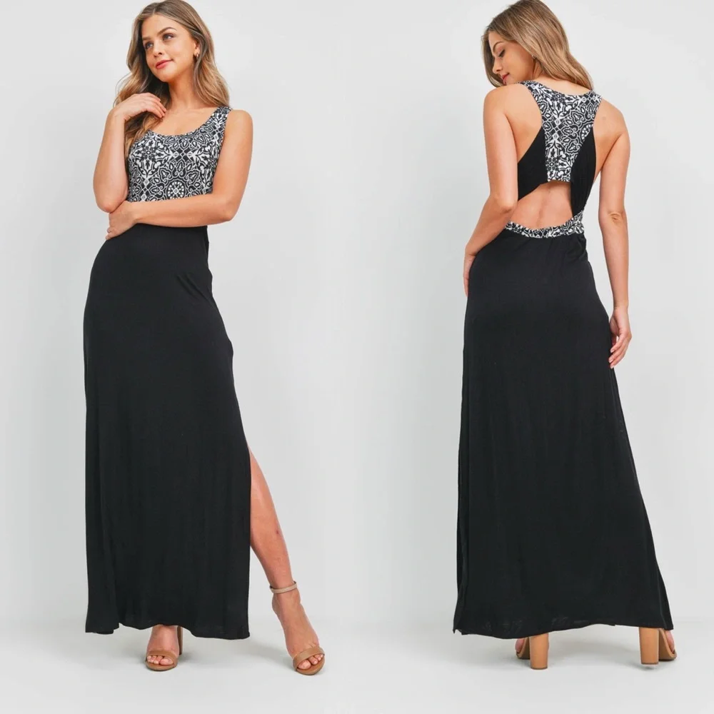 Black and White Maxi Dress - Picture 2 of 4
